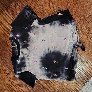 New girls size 5 tie dye t shirt with metallic neon lightnin